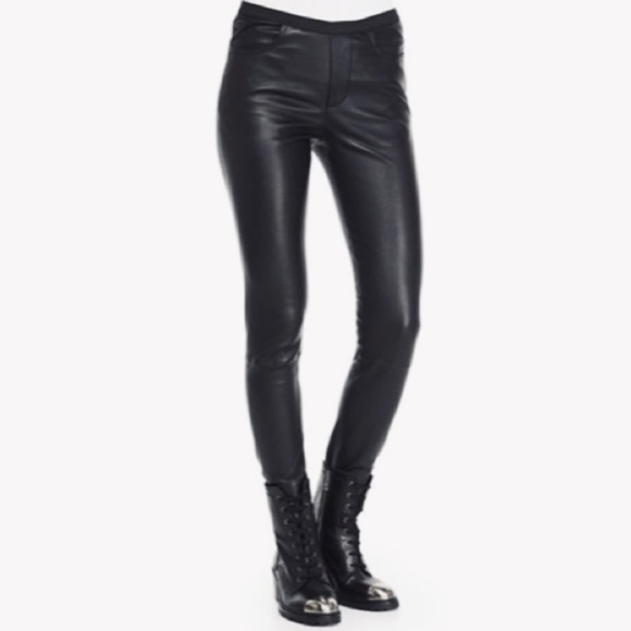 ZADIG & VOLTAIRE • Pharly Black Lamb Leather Stretch Skinny Pants - Picture 2 of 16